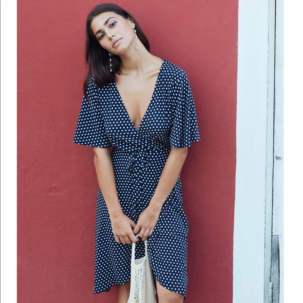New Skye Grace Polka Dot Side Tie Wrap Cover Up Dress
